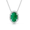 Collana Donna Pg Gioielli In Oro Bianco 18 Kt Con Smeraldo 0.16 Ct E Diamanti 0.04 Ct
