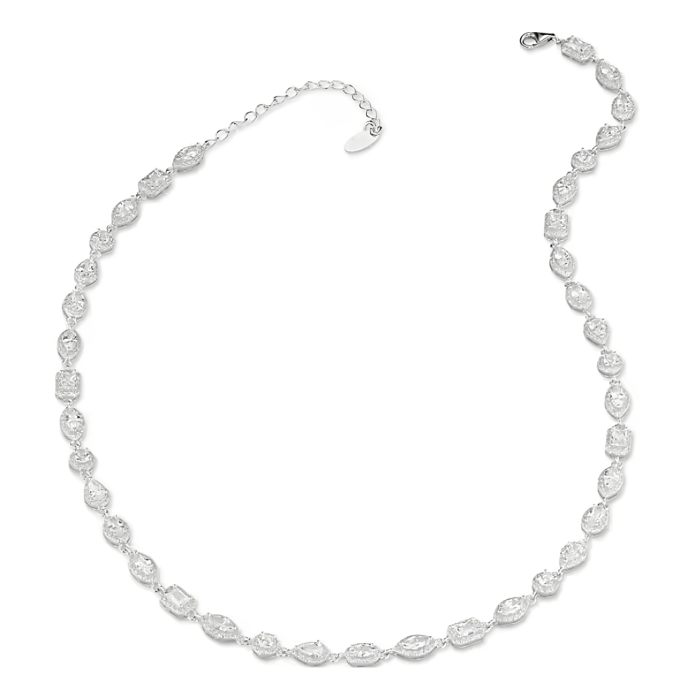 Anello Solitario regolabile Zircone Bianco mm 4 in argento 925 rodiato