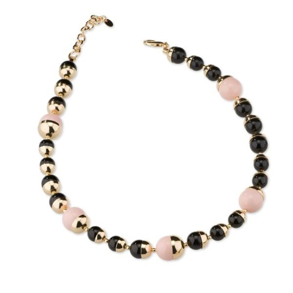 Collana Donna Sovrani In Ottone Dorato Con Agata Nera E Conchiglia 3 - Verre Gioielli Collana Donna Sovrani In Ottone Dorato Con Agata Nera E Conchiglia