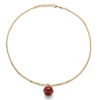 Collana Donna Unoaerre Con Charm Mina Rosso In Bronzo E Placcatura Oro GIallo