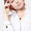 Collana Donna Unoaerre Con Charm Mina Rosso In Bronzo E Placcatura Oro GIallo 2 Verre Gioielli - l'istituzione del gioiello