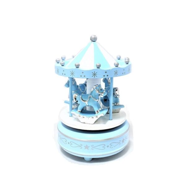 Giostrina Carillon Baby Celeste In Legno Celeste E Cavallucci