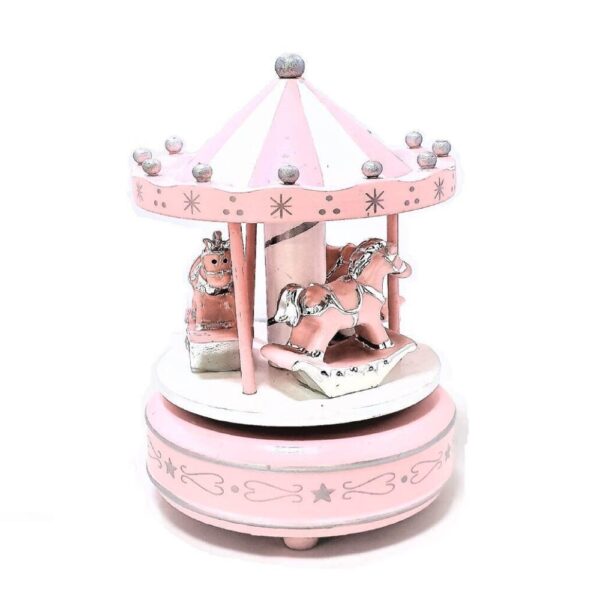Giostrina Carillon Baby Rosa In Legno Rosa E Cavallucci
