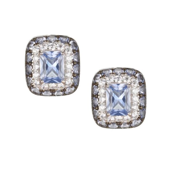 Orecchini Donna In Argento 925 Con Cubic Zirconia E Zirconi Acquamarina