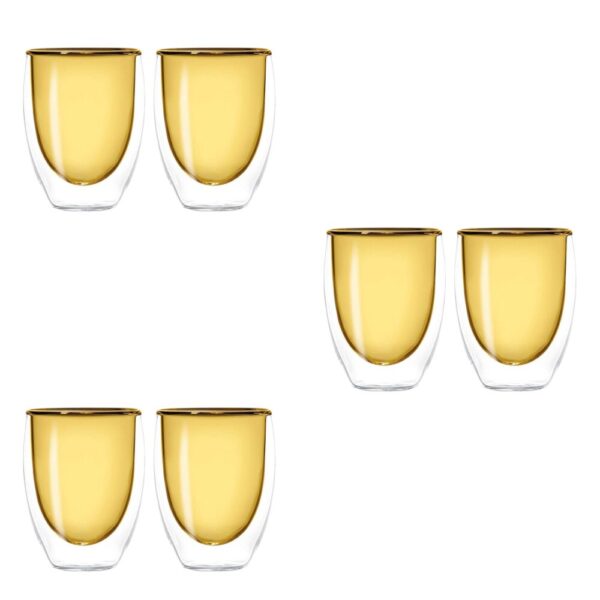 Set 6 Bicchieri Wd Lifestyle In Vetro Doppia Parete Giallo E Trasparente