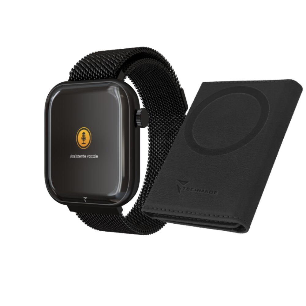 Smartwatch Techmade Glam In Acciaio Nero Con Portafoglio
