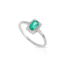 Anello Donna Pg Gioielli In Oro Bianco 18 Kt Con Diamanti 0.10 Ct E Smeraldo 0.40 Ct 2 - Verre Gioielli Anello Donna Pg Gioielli In Oro Bianco 18 Kt Con Diamanti 0.10 Ct E Smeraldo 0.40 Ct