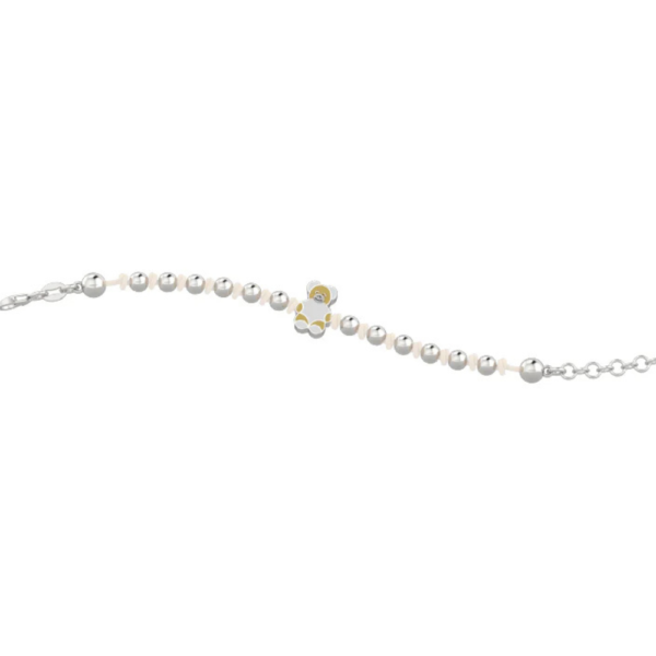 Bracciale Baby Nanan In Argento 925 E Orsetto Con Nodini Bianchi