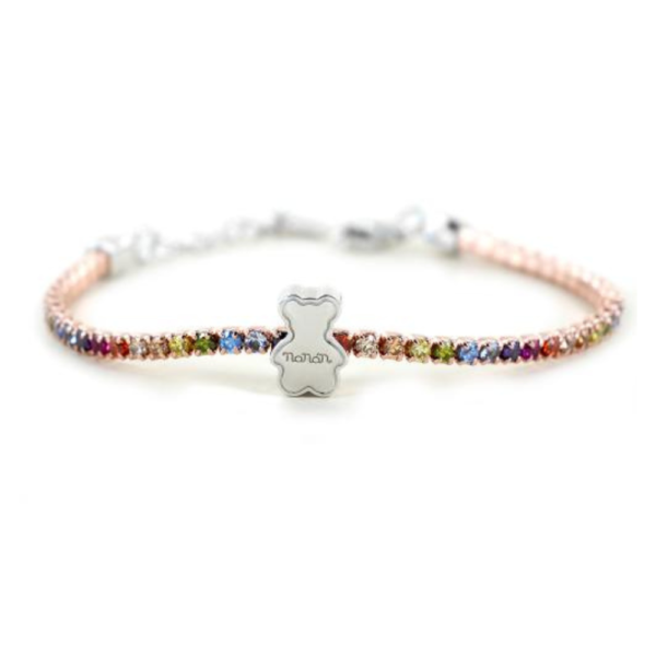 Bracciale Baby Nanan Tennis In Argento 925 Rosato E Zirconi Multicolor