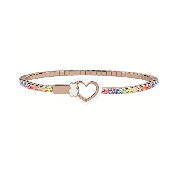 Bracciale Baby Tennis Nanan In Argento 925 Rosato E Zirconi Multicolor