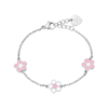 Bracciale Bambina Luca Barra In Acciaio Con Fiori Rosa E Bianchi