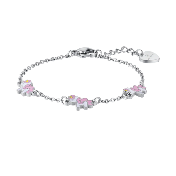 Bracciale Bambina Luca Barra In Acciaio Con Unicorni