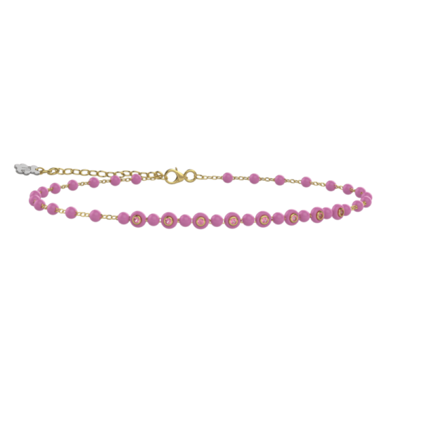 Bracciale Bambina Nanan In Argento 925 Dorato Con Sfere Rosa