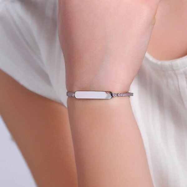 Bracciale da donna in acciaio dorato tennis con pietre rosa
