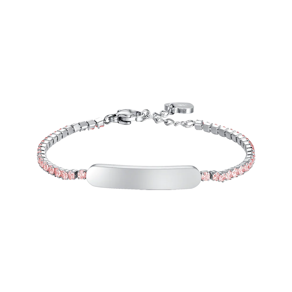 Luca Barra Bracciale Tennis Donna In Acciaio Oro Con Cristalli Rosa, Referenza BK2277, Gioiello Elegante - 3