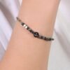 Bracciale Bambino Luca Barra In Acciaio Con Ematite E Ancora 2 Verre Gioielli - l'istituzione del gioiello