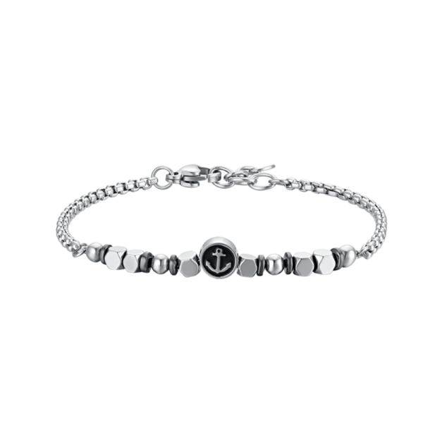 Bracciale Bambino Luca Barra In Acciaio Con Ematite E Ancora