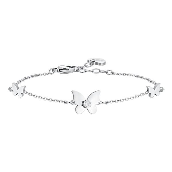 Bracciale Donna Luca Barra Con Farfalle E Zircone Bianco 3 - Verre Gioielli Bracciale Donna Luca Barra Con Farfalle E Zircone Bianco