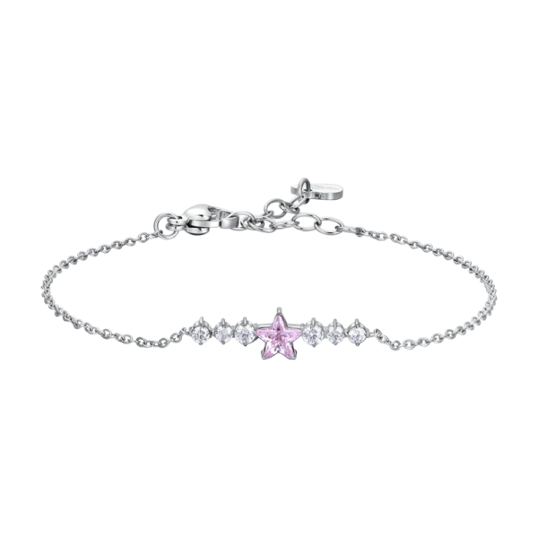 Bracciale Donna Luca Barra Con Stella Rosa E Cristalli Bianchi