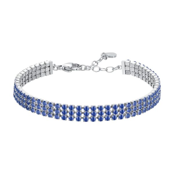 Bracciale Donna Tennis Luca Barra Triplo Filo Con Zirconi Blu