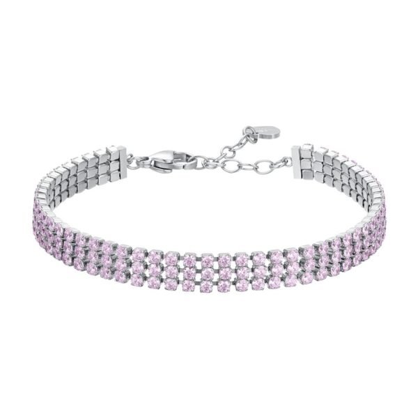 Bracciale Donna Tennis Luca Barra Triplo Filo Con Zirconi Rosa
