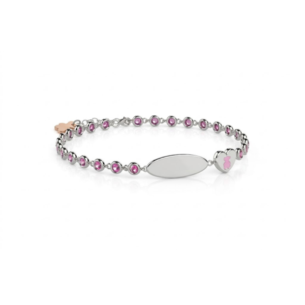 Bracciale Tennis Bimba Nanan In Argento 925 E Pietre Rosa
