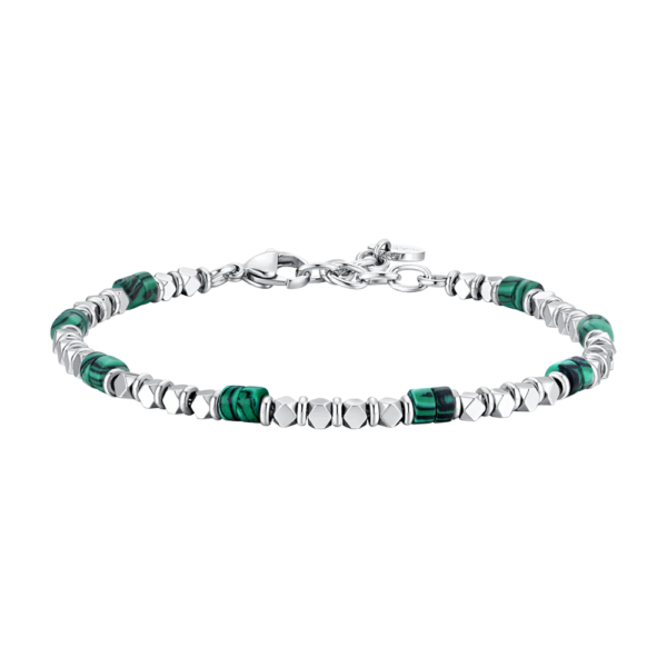 Bracciale Uomo Luca Barra In Acciaio Con Ematite E Malachite