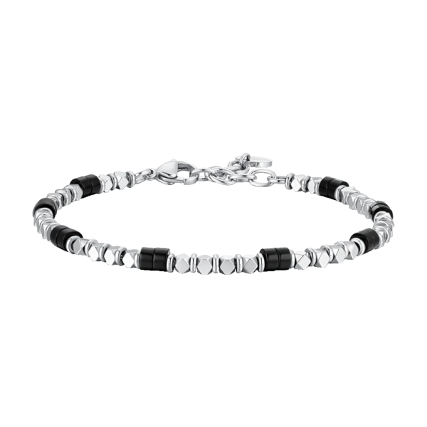 Bracciale Uomo Luca Barra In Acciaio Con Ematite E Onice Nera