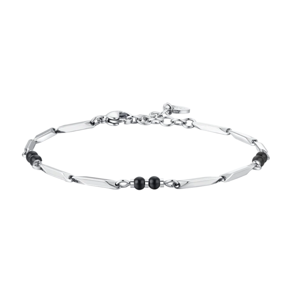 Bracciale Uomo Luca Barra In Acciaio Con Pietre In Agata Nera