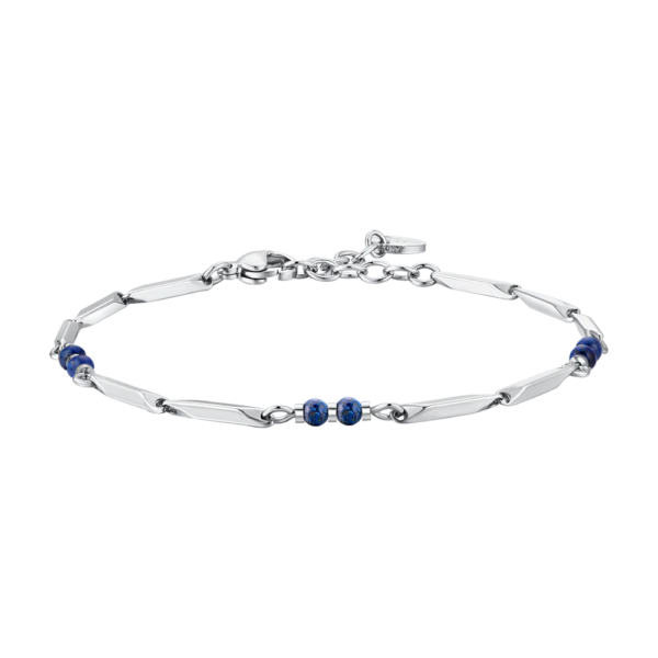 Bracciale Uomo Luca Barra In Acciaio Con Pietre In Lapis Blu