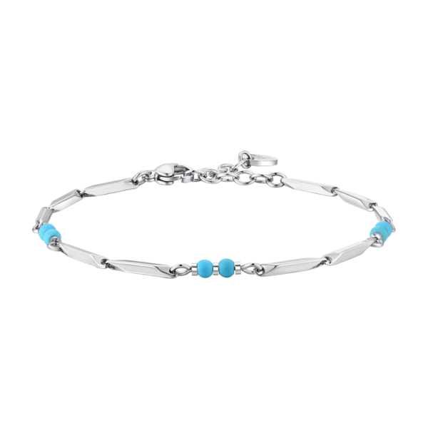 Bracciale Uomo Luca Barra In Acciaio Con Pietre Turchesi