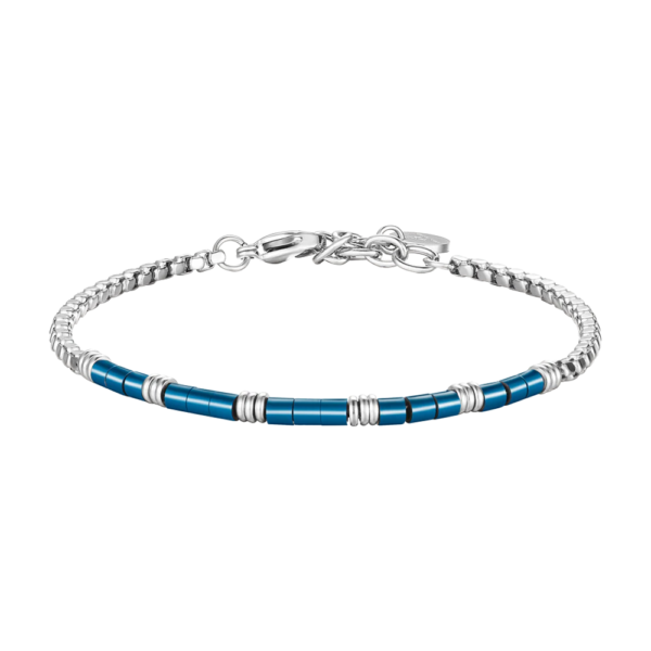 Bracciale Uomo Luca Barra In Acciaio E Ip Blu