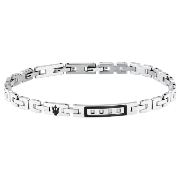 Bracciale Uomo Maserati In Acciaio Silver Con Diamanti 0.018 Ct