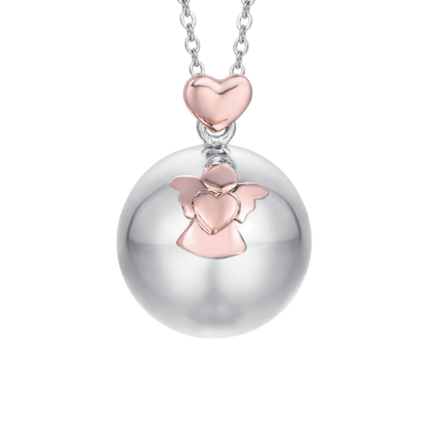 Collana Donna Luca Barra Chiama Angeli In Acciaio Bicolore Con Angelo E Cuore