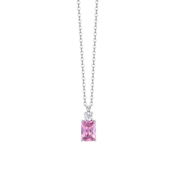 Collana Donna Luca Barra In Acciaio Con Zirconi Bianco E Rosa