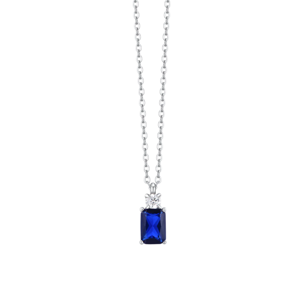 Collana Donna Luca Barra In Acciaio Con Zirconi Blu E Bianco