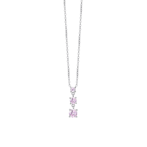 Collana Donna Luca Barra In Acciaio Con Zirconi Rosa