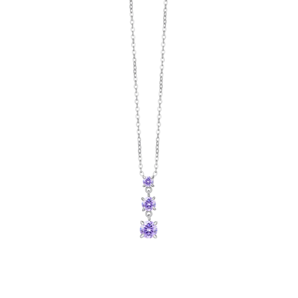Collana Donna Luca Barra In Acciaio Con Zirconi Viola