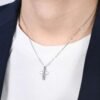 Collana Uomo Luca Barra In Acciaio Con Croce E Zirconi Neri 3 Verre Gioielli - l'istituzione del gioiello
