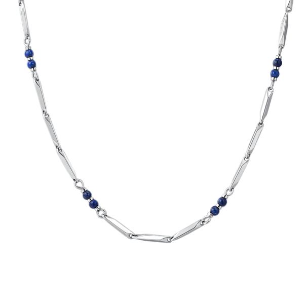Collana Uomo Luca Barra In Acciaio Con Lapis Blu