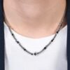 Collana Uomo Luca Barra In Acciaio E Ip Nero Con Rosa Dei Venti 3 Verre Gioielli - l'istituzione del gioiello