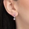 Mono Orecchino Donna Luca Barra In Acciaio Con Zirconi Rosa 2 Verre Gioielli - l'istituzione del gioiello