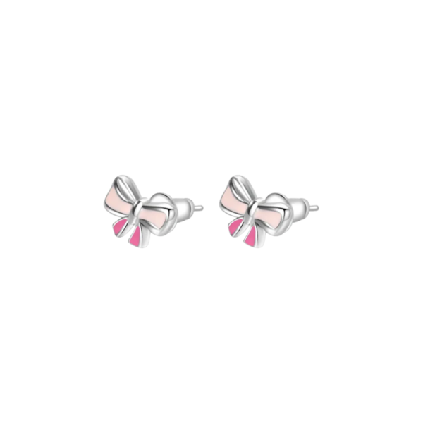 Orecchini Bambina Luca Barra In Acciaio Con Fiocchi Rosa