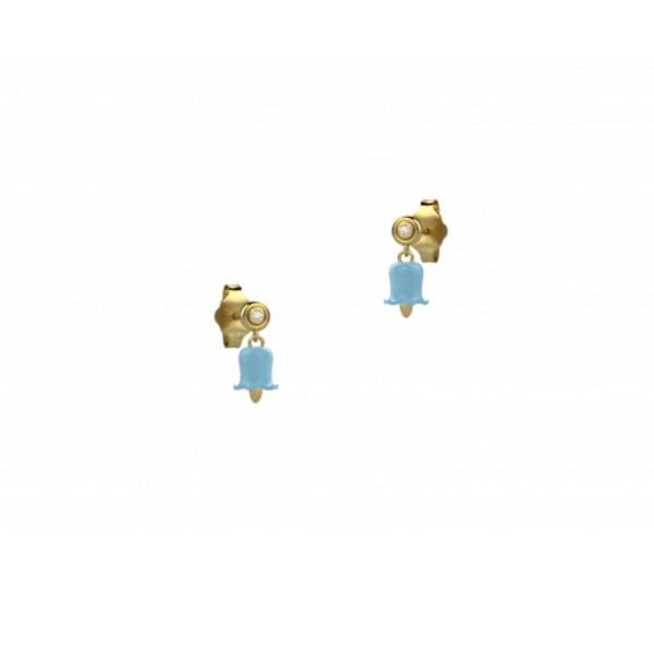 Orecchini Bambina Nanan In Argento 925 Dorato A Campanellina Blu