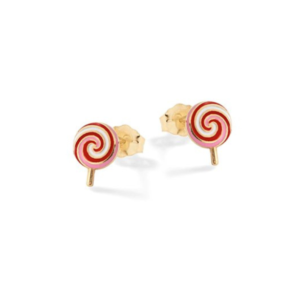 Orecchini Bambina Nanan In Argento 925 Dorato A Lecca Lecca E Smalti Colorati