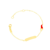 Bracciale Baby Igold In Oro Giallo 9 Kt Con Cornetto Rosso E Piastra