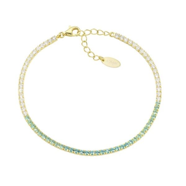 Bracciale Tennis Amen In Argento 925 Dorato Con Zirconi Verde Acqua Degradè 3 - Verre Gioielli Bracciale Tennis Amen In Argento 925 Dorato Con Zirconi Verde Acqua Degradè