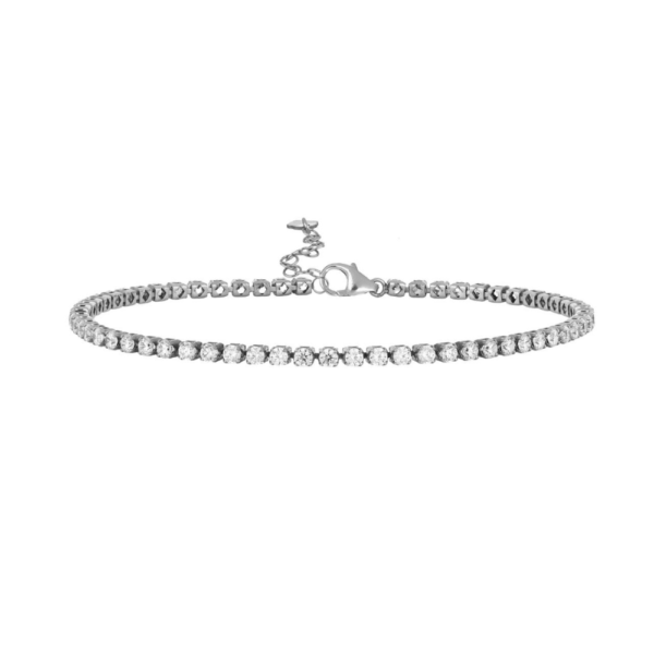 Bracciale Tennis Uomo Igold In Oro Bianco 9 Kt Con Zirconi Bianchi