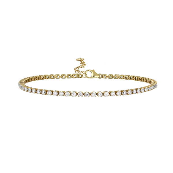 Bracciale Tennis Uomo Igold In Oro Giallo 9 Kt Con Zirconi Bianchi