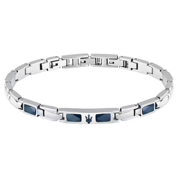 Bracciale Uomo Maserati In Acciaio Silver E Ceramica Blu